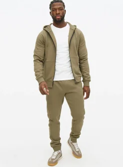 Khaki Sporty Ottoman Panel Joggers S