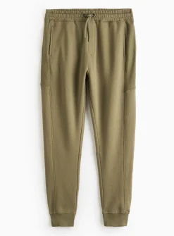 Khaki Sporty Ottoman Panel Joggers S