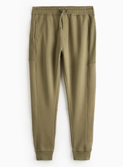 Khaki Sporty Ottoman Panel Joggers S