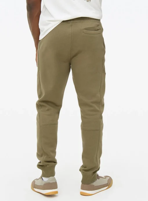 Khaki Sporty Ottoman Panel Joggers S