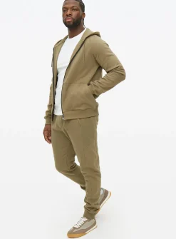 Khaki Sporty Panel Zip-Through Hoodie L