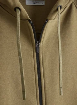 Khaki Sporty Panel Zip-Through Hoodie L