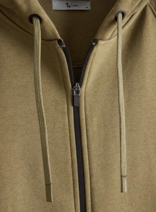 Khaki Sporty Panel Zip-Through Hoodie L