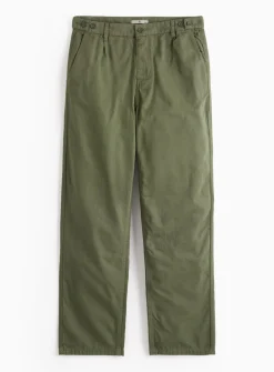 Khaki Straight Leg Canvas Trousers 44R