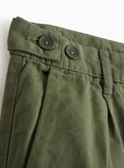 Khaki Straight Leg Canvas Trousers 44R