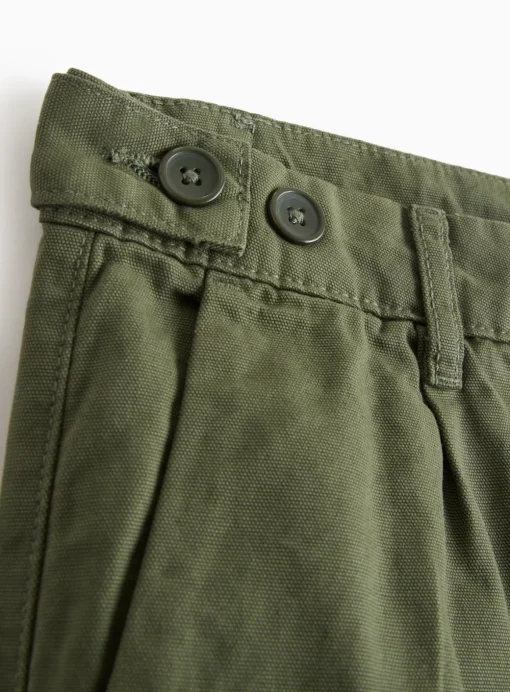 Khaki Straight Leg Canvas Trousers 44R