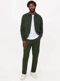 Khaki Straight Leg Chino Trousers 42R