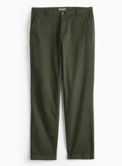 Khaki Straight Leg Chino Trousers 42R