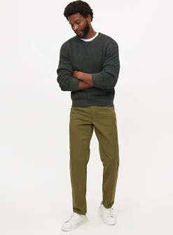 Khaki Straight Leg Trousers 42R