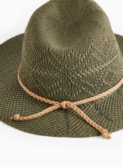 Khaki Straw Look Sun Hat One Size