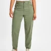 Khaki Tea Dye Tapered Leg Trousers 10L