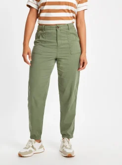 Khaki Tea Dye Tapered Leg Trousers 10L
