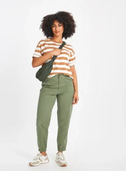 Khaki Tea Dye Tapered Leg Trousers 10L