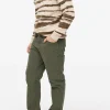 Khaki Washed Straight Leg Trousers 38L