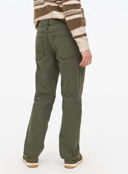 Khaki Washed Straight Leg Trousers 38L
