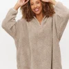 Latte Half Zip Borg Pyjama Top XL