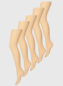 Latte Nude 15 Denier Ladder Resistant Tights 5 Pack M