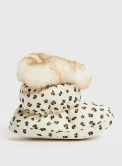 Leopard Faux Fur Lined Booties Up to 3 mths