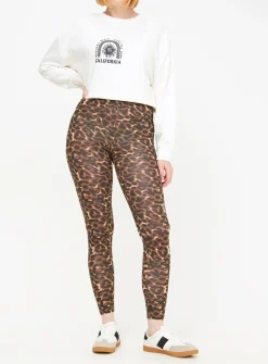 Leopard Print & Plain Leggings 2 Pack L