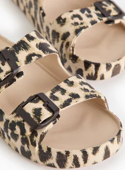 Leopard Print Buckle Eva Sliders 7