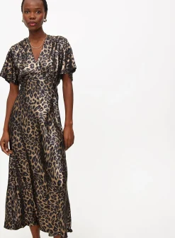 Leopard Print Satin Midaxi Tea Dress 6