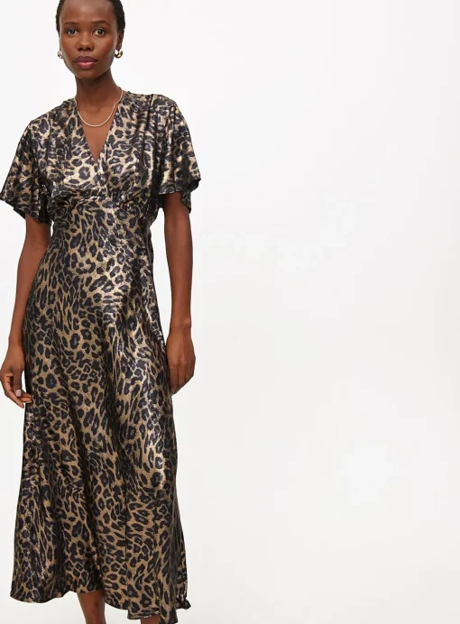 Leopard Print Satin Midaxi Tea Dress 6