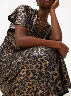 Leopard Print Satin Midaxi Tea Dress 6
