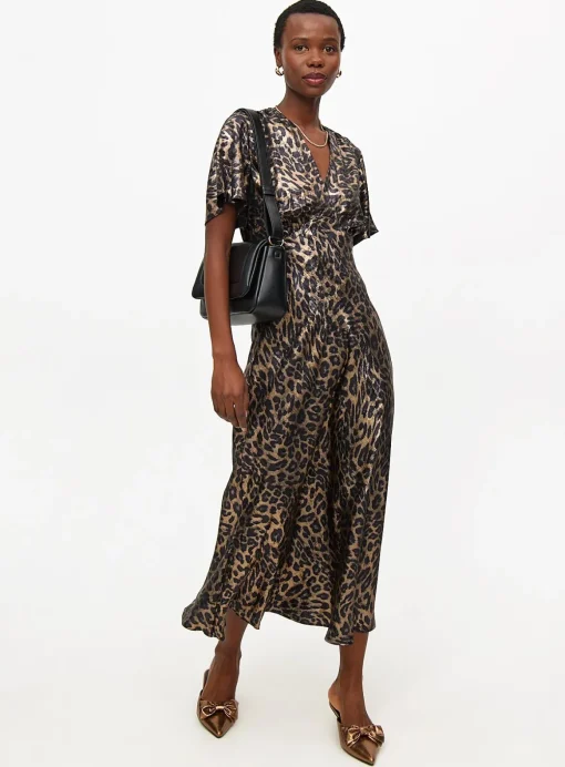 Leopard Print Satin Midaxi Tea Dress 6