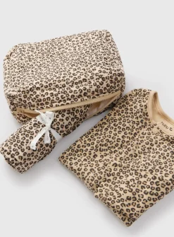 Leopard Print Sleepsuit, Muslin & Bag Gift Set 3-6 months