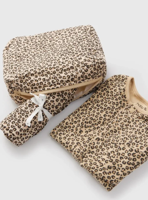 Leopard Print Sleepsuit, Muslin & Bag Gift Set 3-6 months