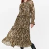 Leopard Printed Chiffon Midaxi Romantic Dress 22