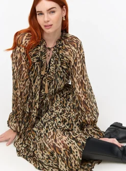 Leopard Printed Chiffon Midaxi Romantic Dress 22