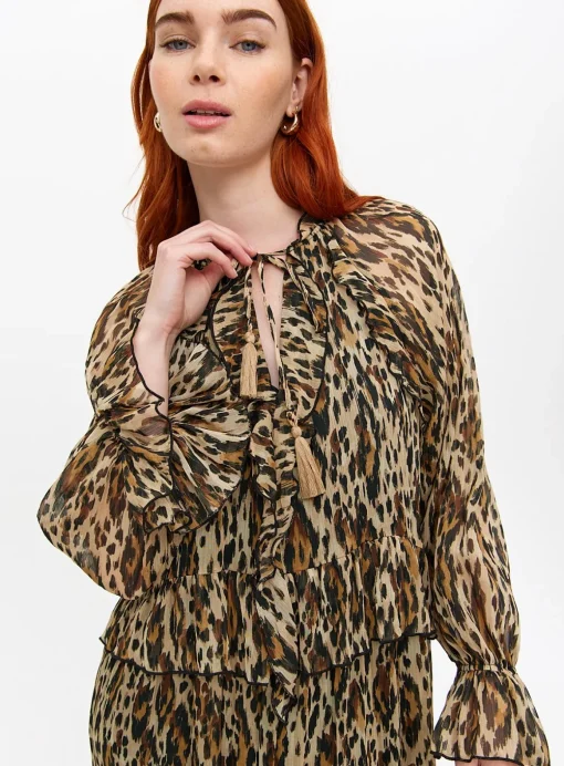 Leopard Printed Chiffon Midaxi Romantic Dress 22