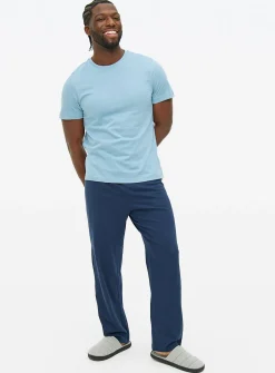 Light Blue T-Shirt & Navy Bottoms Pyjama Set XXL