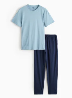 Light Blue T-Shirt & Navy Bottoms Pyjama Set XXL
