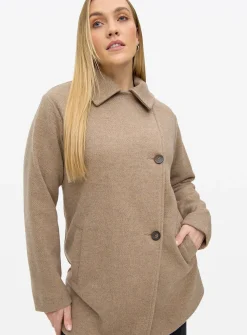 Light Brown Asymmetrical Tailored Coat L