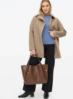 Light Brown Asymmetrical Tailored Coat L