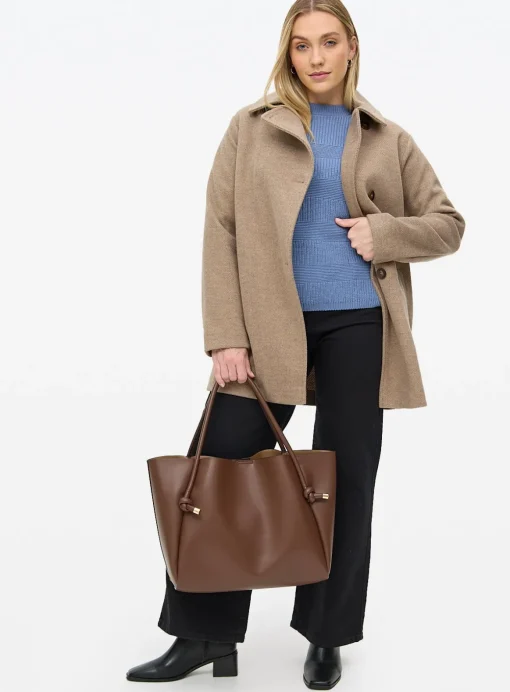 Light Brown Asymmetrical Tailored Coat L