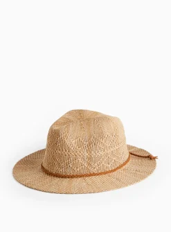 Light Brown Straw Look Sun Hat One Size