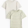 Light Green & Stripe Short Sleeve T-Shirts 2 Pack 3 years