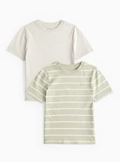 Light Green & Stripe Short Sleeve T-Shirts 2 Pack 3 years
