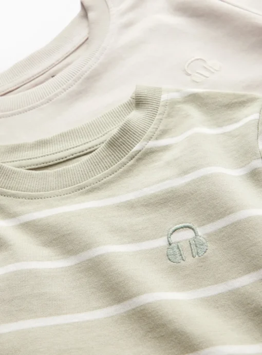 Light Green & Stripe Short Sleeve T-Shirts 2 Pack 3 years