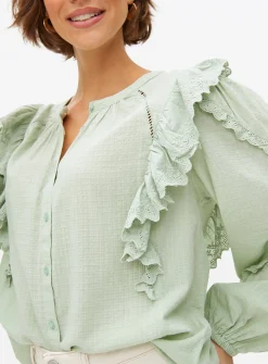 Light Green Broderie Ruffle Blouse 26
