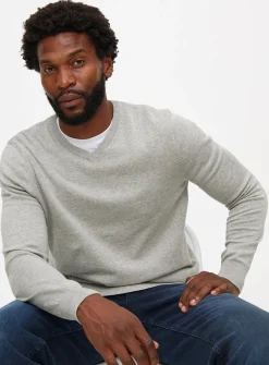 Light Grey Core V Neck Jumper L