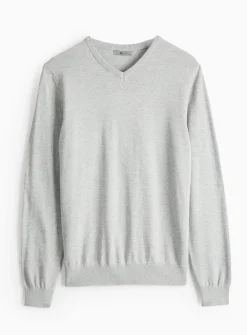 Light Grey Core V Neck Jumper L