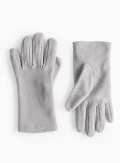 Light Grey Fleece Gloves One Size