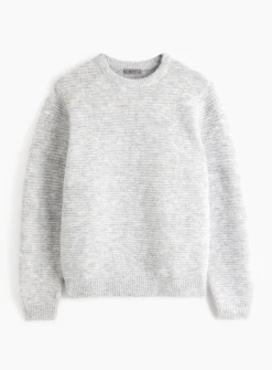 Light Grey Horizontal Stripe Crew Neck Jumper XXL