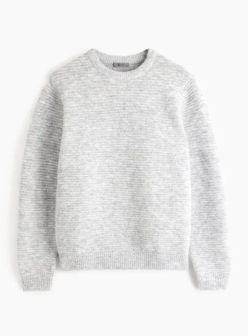 Light Grey Horizontal Stripe Crew Neck Jumper XXL