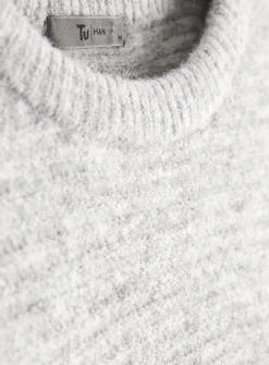 Light Grey Horizontal Stripe Crew Neck Jumper XXL