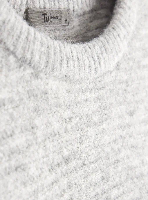 Light Grey Horizontal Stripe Crew Neck Jumper XXL